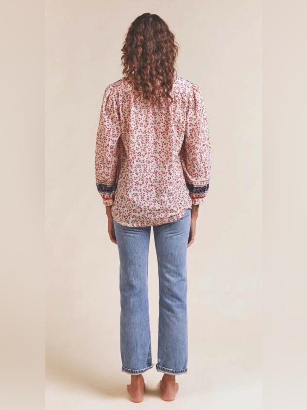 Trovata Red Ivy Birds Of Paradis Cotton Small Quincy Cottagecore Bohemian Blouse - Picture 9 of 9